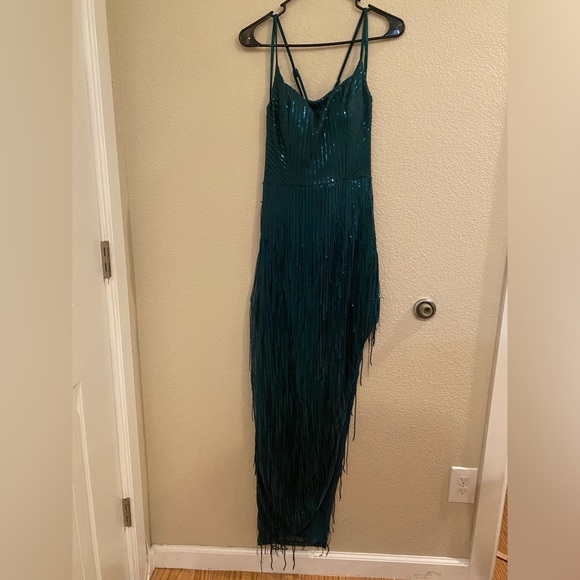 NWT City Vibes Green Fringe Dress - Picture 3 of 7